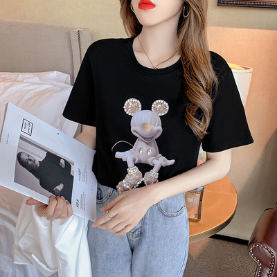 Novi model ženske majice s kamenčićima i ovalnim izrezom