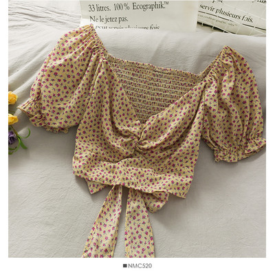 Ženska kratka majica s vezicama i širokim rukavima