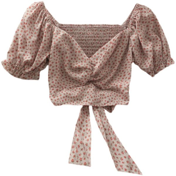 Ženska kratka majica s vezicama i širokim rukavima