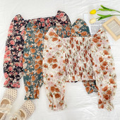 Νέο μοντέλο γυναικεία μπλούζα με λουλουδάτο μοτίβο και ντεκολτέ