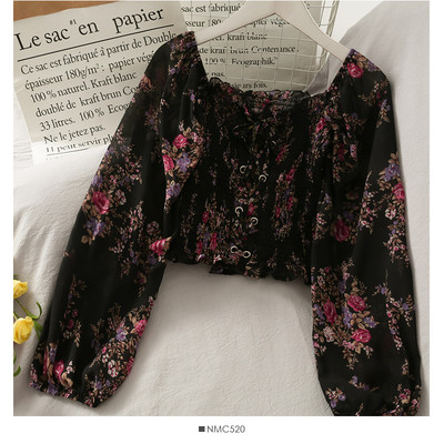 Ženska bluza sa cvjetnim motivima i dugim rukavima