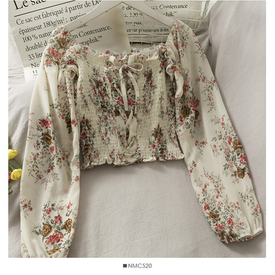 Ženska bluza sa cvjetnim motivima i dugim rukavima