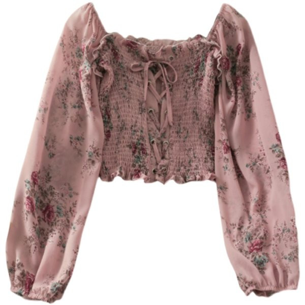 Ženska bluza sa cvjetnim motivima i dugim rukavima