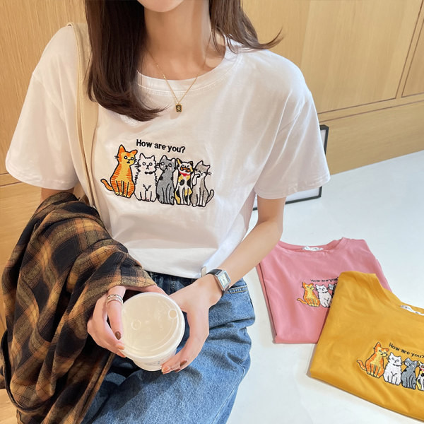 Ženska ležerna majica s vezom i ovalnim izrezom