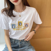 Ženska ležerna majica s ovalnim izrezom i vezom