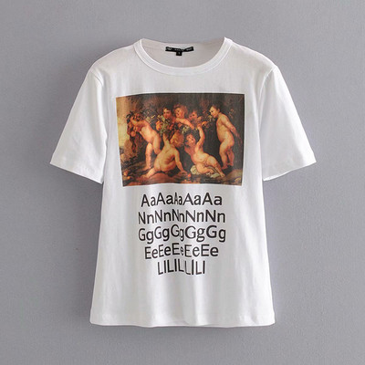 Καθημερινό φαρδύ μπλουζάκι με απλικέ χρώμα