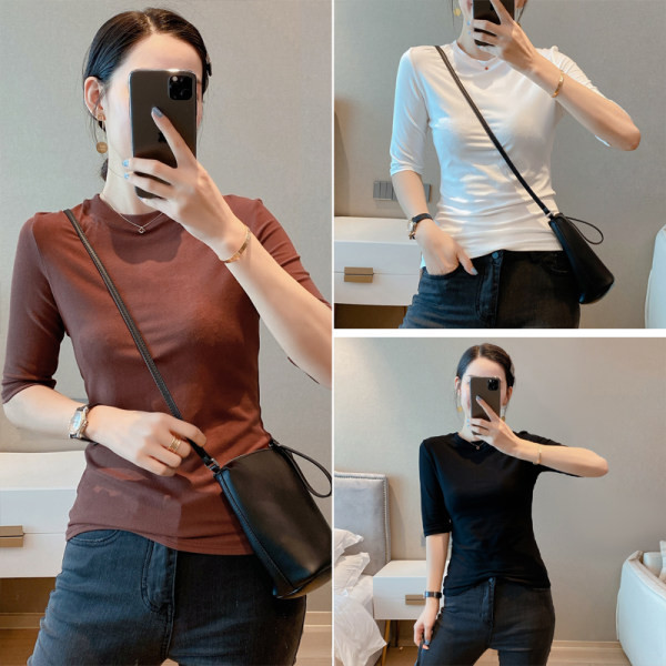 Običan model ženske bluze sa 3/4 rukavima u tri boje