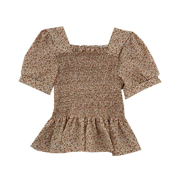 Μοντέρνα γυναικεία μπλούζα - με τετράγωνο ντεκολτέ και κοντά μανίκια