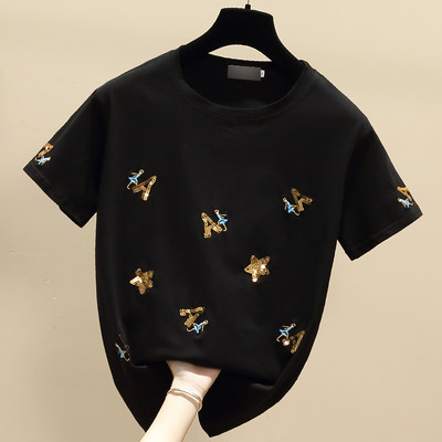 Γυναικείο μπλουζάκι με κέντημα και πούλιες