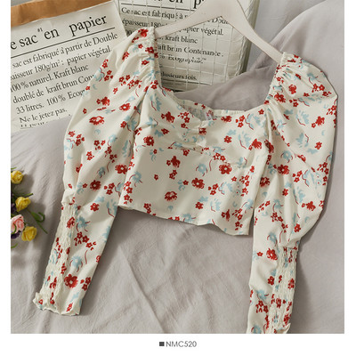 Μοντέρνα γυναικεία μπλούζα με μοτίβα λουλουδιών