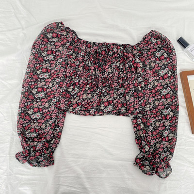 Νέο μοντέλο γυναικεία μπλούζα με λουλουδάτο μοτίβο και μακριά μανίκια