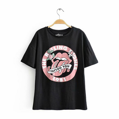 Γυναικείο μπλουζάκι με απλικέ χρώμα σε μαύρο χρώμα