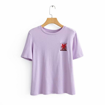 Κοντό μπλουζάκι με χρωματιστό κέντημα