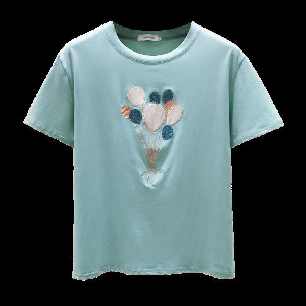 Γυναικείο μπλουζάκι με απλικέ χρώμα και κοντά μανίκια σε διάφορα χρώματα