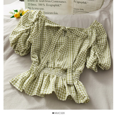 Γυναικεία καρό μπλούζα με κορδέλα