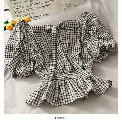 Γυναικεία καρό μπλούζα με κορδέλα