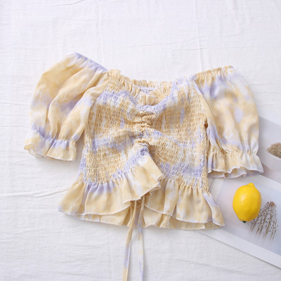 Πολύχρωμη γυναικεία μπλούζα με ντεκολτέ