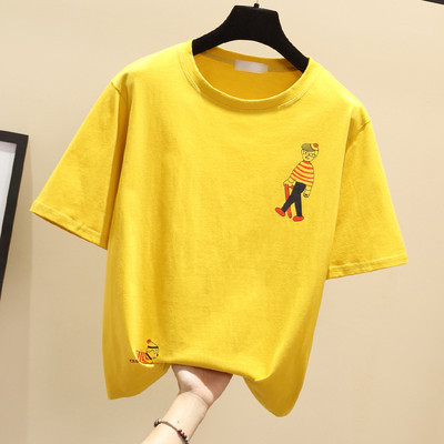 Γυναικείο casual μπλουζάκι με απλικέ και στρογγυλή λαιμόκοψη