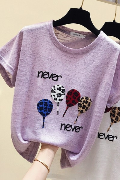 Καθημερινή γυναικεία μπλούζα με απλικέ χρώμα