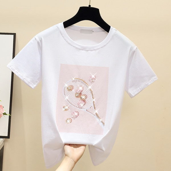 Ženska majica kratkih rukava sa kamenčićima i kratkim rukavima