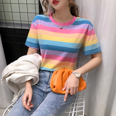 Ženska casual šarena majica s ovalnim izrezom