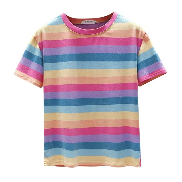 Ženska casual šarena majica s ovalnim izrezom