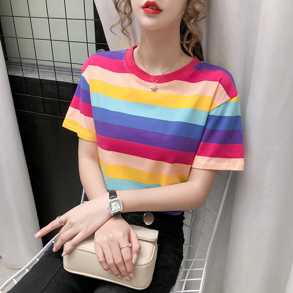 Ženska casual šarena majica s ovalnim izrezom