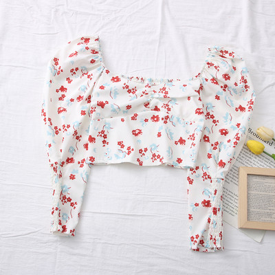 Νέο μοντέλο γυναικεία μπλούζα με λουλουδάτο μοτίβο και μανίκια