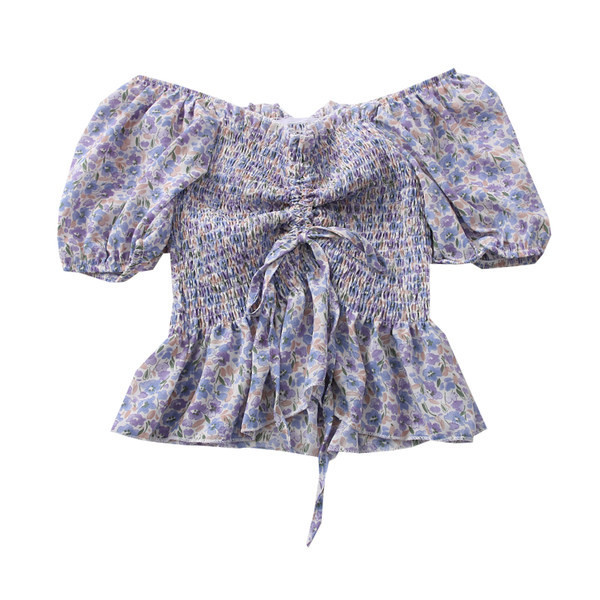 Ležerna ženska bluza - s vezama i lađa izrezom