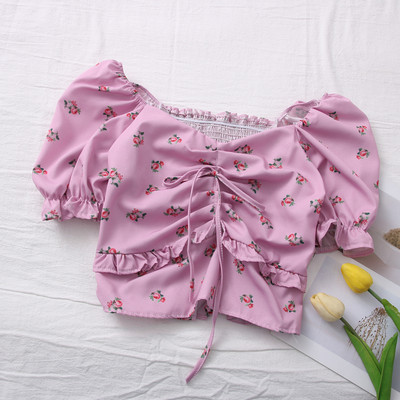 Novi model ženske bluze sa špic izrezom i vezicama