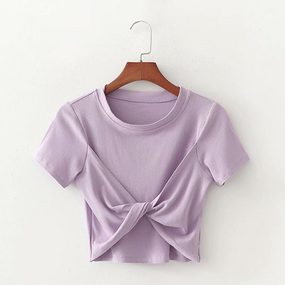 Ženska kratka bluza s ovalnim izrezom u ljubičastoj boji