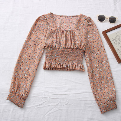 Ležerna ženska bluza s četvrtastim izrezom i cvjetnim uzorkom