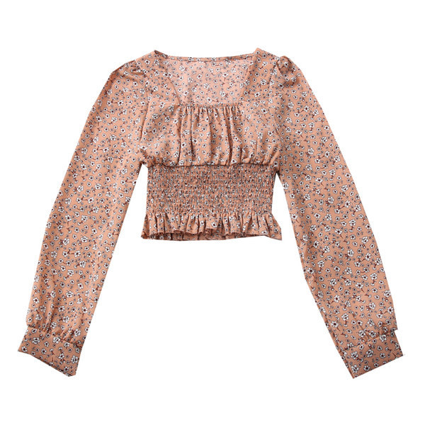 Ležerna ženska bluza s četvrtastim izrezom i cvjetnim uzorkom