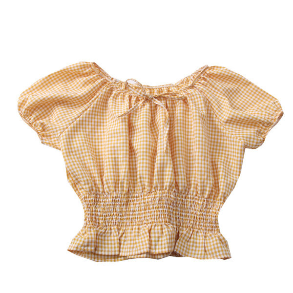 Ležerna ženska karirana bluza s ovalnim izrezom