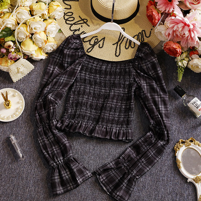 Γυναικεία καρό μπλούζα με μακριά μανίκια