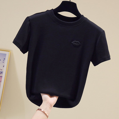 Jednobojna ženska majica kratkih rukava sa vezom