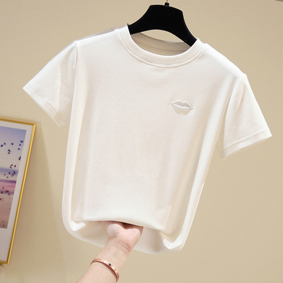 Jednobojna ženska majica kratkih rukava sa vezom