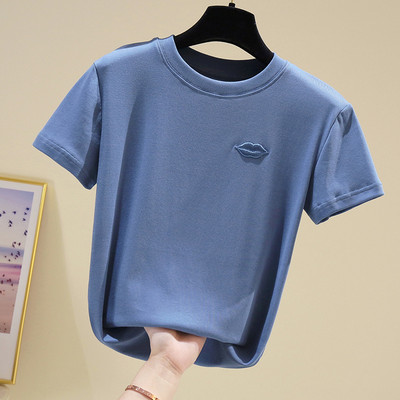 Jednobojna ženska majica kratkih rukava sa vezom