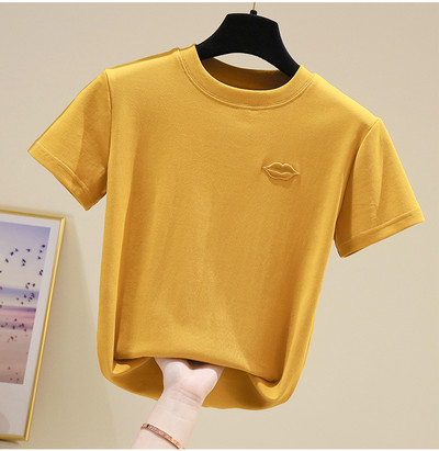 Jednobojna ženska majica kratkih rukava sa vezom