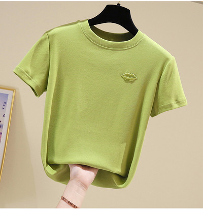 Jednobojna ženska majica kratkih rukava sa vezom