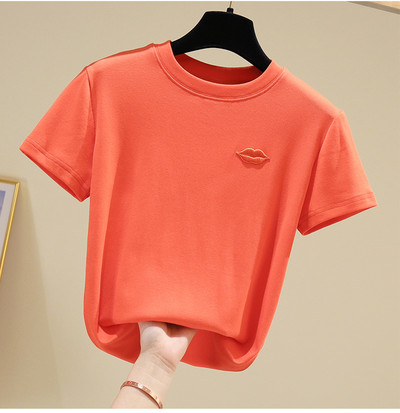 Jednobojna ženska majica kratkih rukava sa vezom