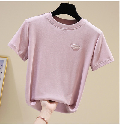 Jednobojna ženska majica kratkih rukava sa vezom