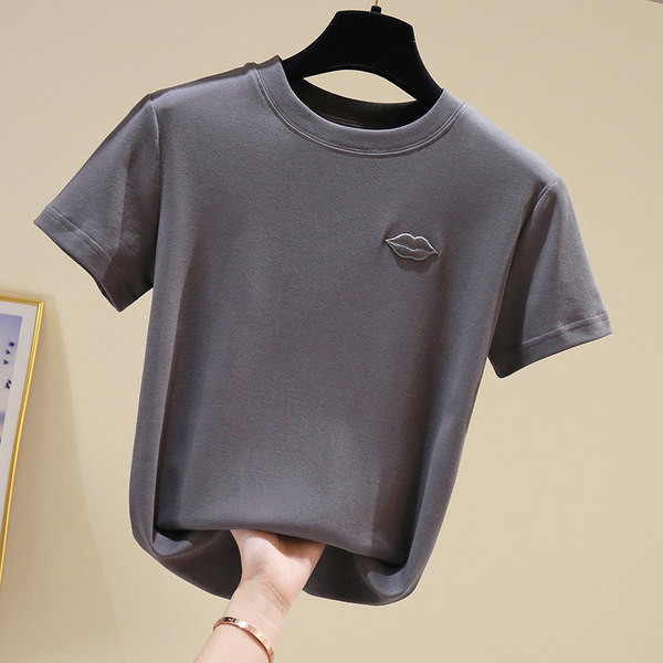 Jednobojna ženska majica kratkih rukava sa vezom