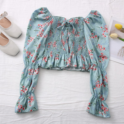 Μοντέρνα γυναικεία μπλούζα - με κορδόνια και ντεκολτέ βάρκα