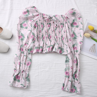 Μοντέρνα γυναικεία μπλούζα - με κορδόνια και ντεκολτέ βάρκα