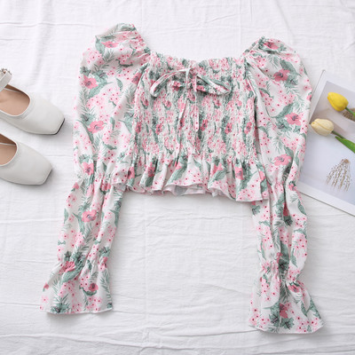 Μοντέρνα γυναικεία μπλούζα - με κορδόνια και ντεκολτέ βάρκα