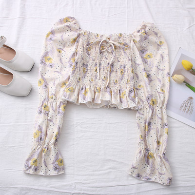 Μοντέρνα γυναικεία μπλούζα - με κορδόνια και ντεκολτέ βάρκα