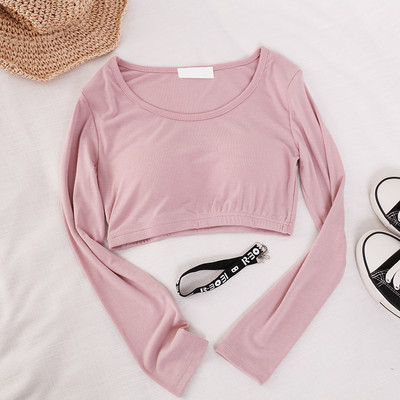 Γυναικεία μπλούζα με οβάλ ντεκολτέ και μακριά μανίκια