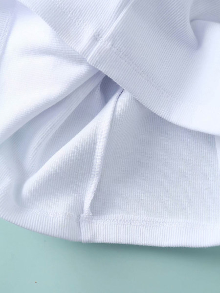 Κοντή λευκή μπλούζα με χρωματιστό κέντημα