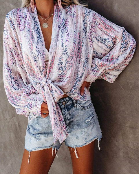 Μακριά γυναικεία, φαρδιά μπλούζα με μανίκια - κατάλληλο για καλοκαίρι